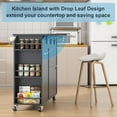 thumbnail image 7 of HAUXITIO Kitchen Island with Drop Leaf,Power Outlet & LED Lights,Rolling Cart with Spice Rack,Drawer and Storage Cabinet for Kitchen,Black, 7 of 7