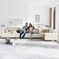 thumbnail image 4 of 6-Seater L-Shaped Corduroy Sofa with Storage Armrests, Center Console & USB Charging, Adjustable Left/Right Seats, Beige – 133.4’’ x 94.4’’, 4 of 9