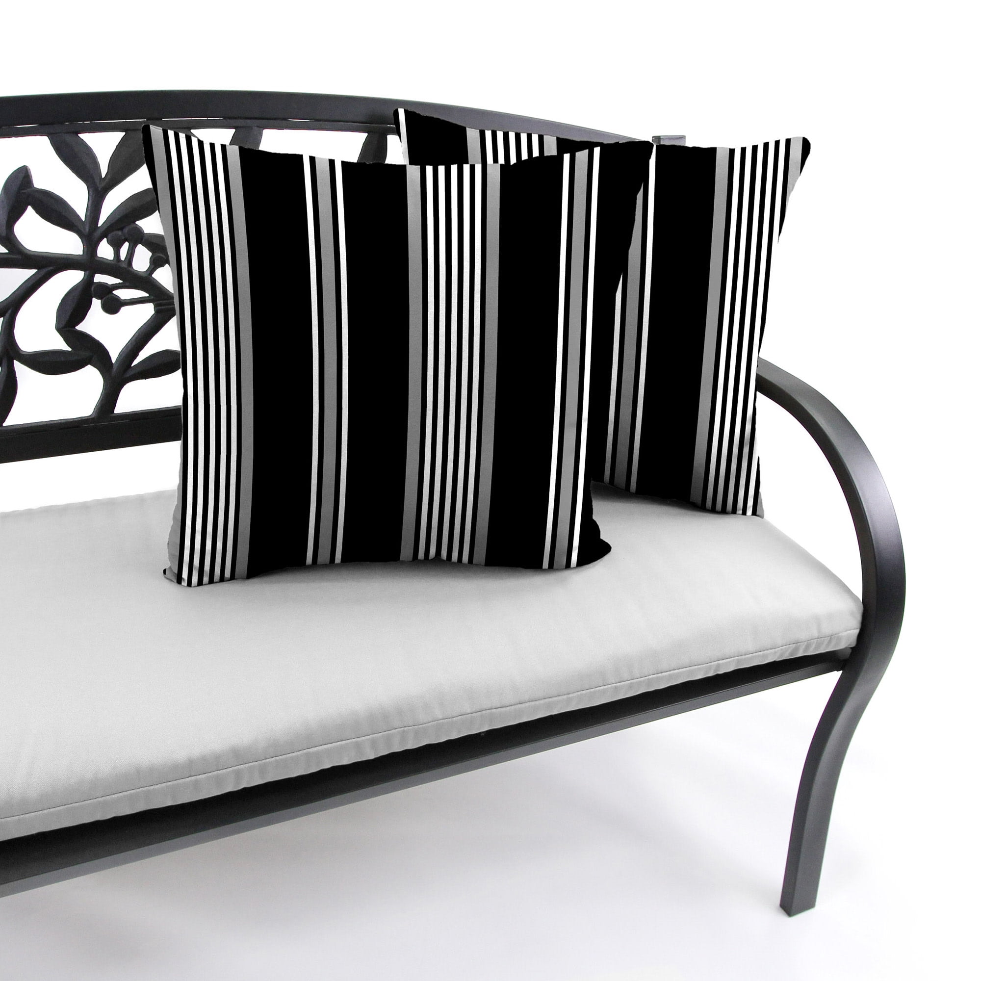Jordan Manufacturing 16" x 16" Reeder Black Stripe Square Outdoor Throw Pillow (2 Pack)