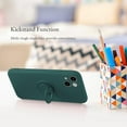 thumbnail image 2 of Case for iPhone 13 (6.1 inch), Slim Liquid Silicone Phone Case with 360 Rotatable Ring Holder Kickstand Fashion Hand Strap Magnetic Car Mount Shockproof TPU Bumper Cover - Dark Green, 2 of 16