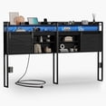 thumbnail image 5 of NEORIVER King Size Headboard with Storage, 3-Tier King Headboard with Outlets, USB Ports and LED Light, Storage King Size Headboard Only with Sliding Barn Doors, Width Adjustable, 5 of 7