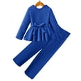 thumbnail image 4 of Kogui Girls Outfits Sets Girls Solid Color Sweatshirt with Bowknot & Elastic Waist Pants 2pcs Outfits Size 11-12 (Blue,11-12 Years), 4 of 5