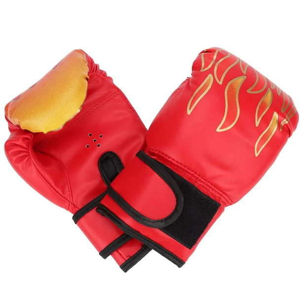1 par de Guantes de Kick Boxing de PU para niños, Guantes de Karate Muay Thai, equipo de entrenamiento Sanda, color rojo para niños YUNYI BRAND Deportes