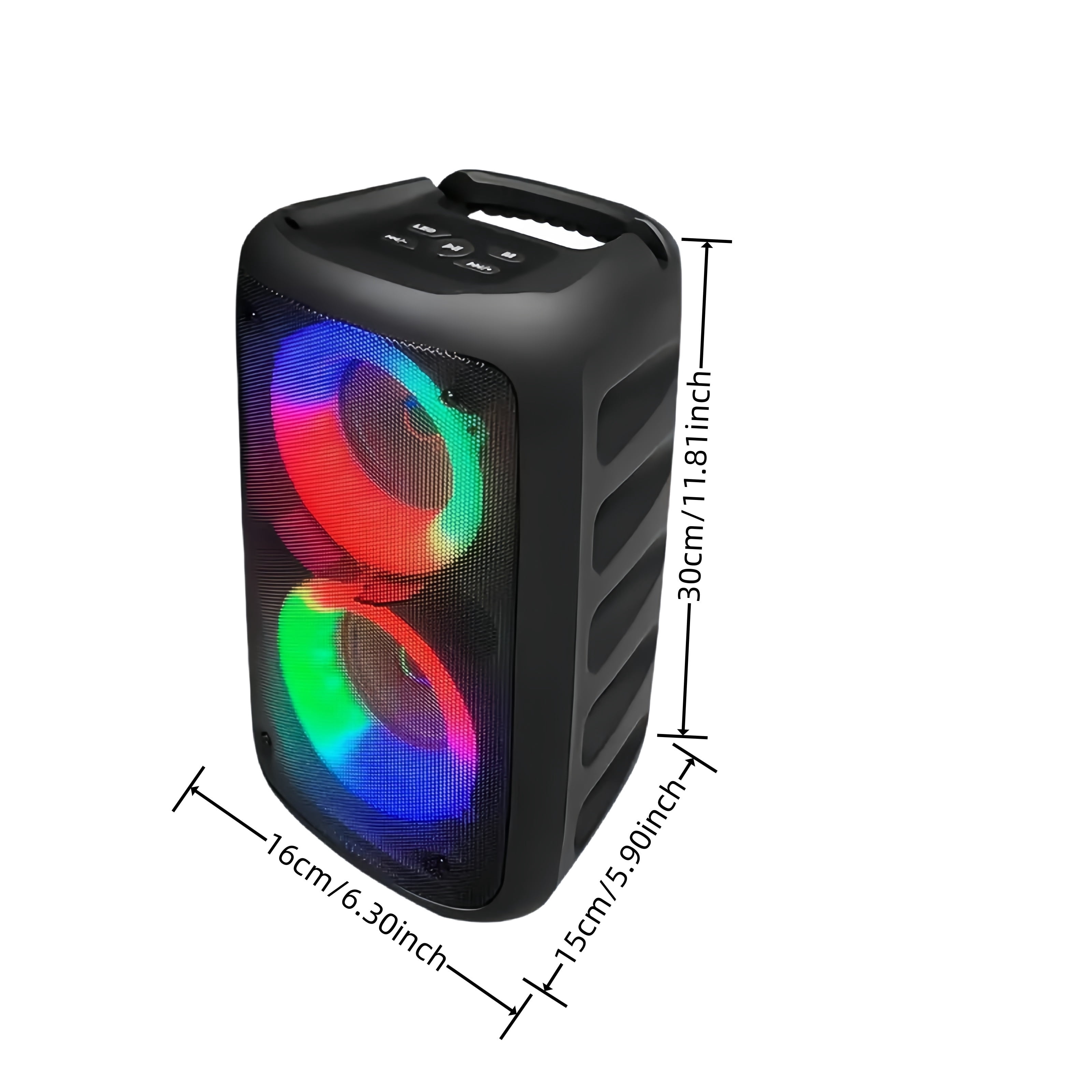 Portable Karaoke Machine with 2 Mics（1 Wireless）, PA Speaker, LED Lights, TF/USB/AUX Input, TWS for Home & Party Use