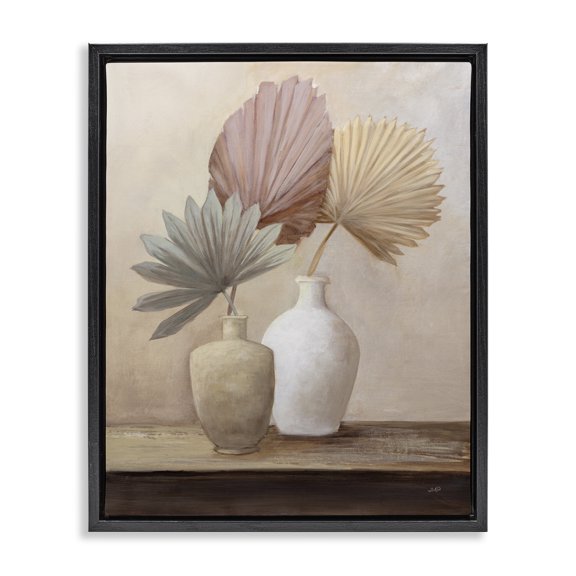 Stupell Industries Eclectic Boho Palm Leaves Black Floating Frame Canvas Art, 17 x 21, by Julia Purinton