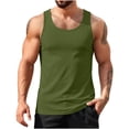 thumbnail image 3 of Wiyuqeen Mens Solid Racerback Tank Top Scoop Neck Sleeveless Gym Workout Shirt Summer Athletic Muscle Tee S-3XL, 3 of 6