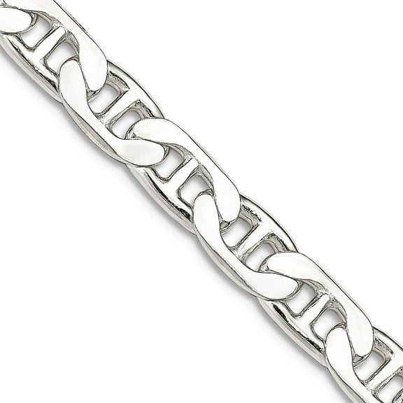 925 Sterling Silver Solid Polished 6.5mm Nautical Ship Mariner Anchor Chain Necklace 20 Inch Lobster Claw Chain Necklace