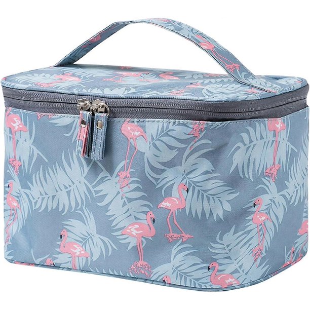 Cosmetic Storage Bag Women's Cosmetic Bag Travel Storage Bag For Cosmetic Case/Organizer/Toiletry Bag, Blue Flamingo