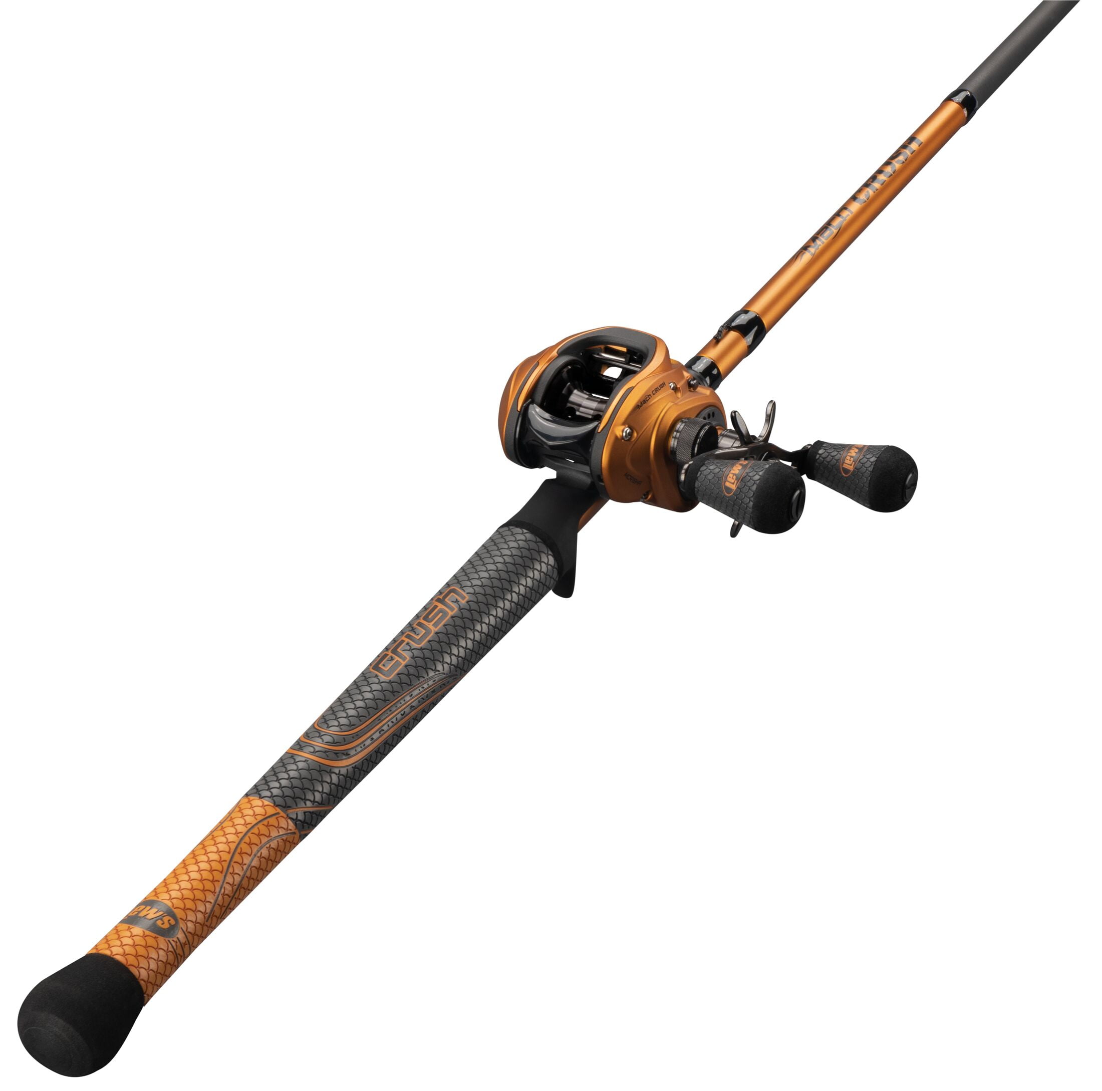 Lew's MACH Crush SLP Baitcast Reel and Fishing Rod Combo, 7-Foot Rod, Right-Hand Retrieve, Orange