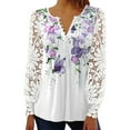 thumbnail image 1 of CEHVOM Blouse d'Été à Col Rond Imprimée Décontractée à Manches Longues Boutonnée pour Femmes en Solde, 1 of 6