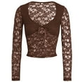 thumbnail image 4 of HJYCHN Going Out Tops for Women Sheer Lace Long Sleeve Top with Hollow Out and Tie Front for a Style Tops for Women 2026 Brown L, 4 of 5