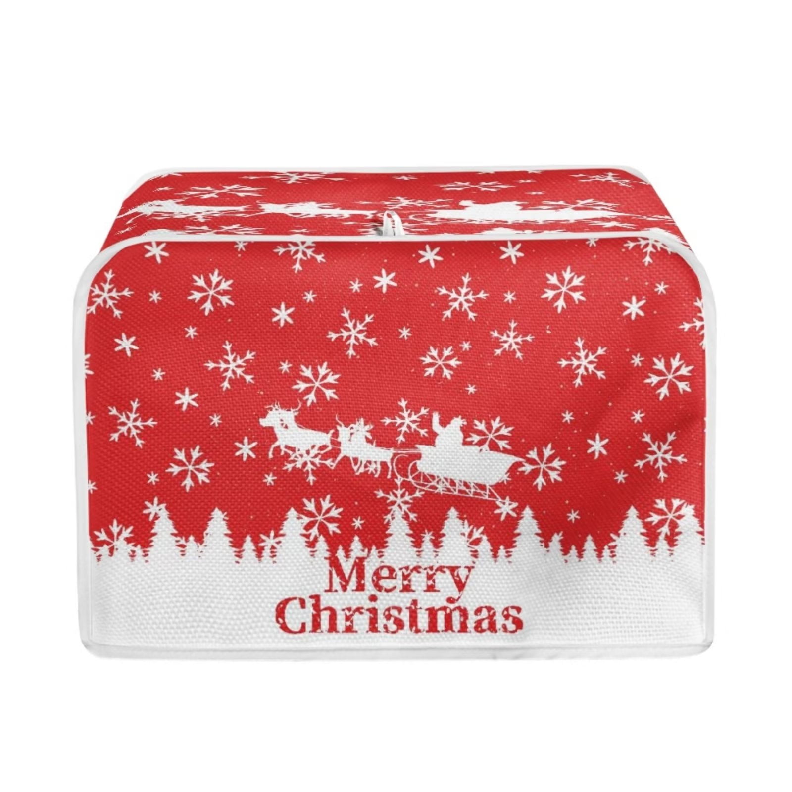 Renewold Merry Christmas Toaster Cover 2 Slice Red Snowflake Durable Home Kitchen Wide Slot Oven