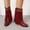 Red, variant on Bnwani Women Boots Footwear Fall Winter Fashion Toe Mid-Heel Thick Chunky Ankle Versatile Comfortable Casual Western Tassel Boot Black Size 5.5