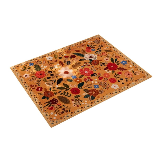 Kearding Felpudo para puerta de interior con tecnología antiincrustante, alfombra lavable floral suave y duradera, tapetes para puerta de Cubiertas para muebles de jardín tres 50*80cm