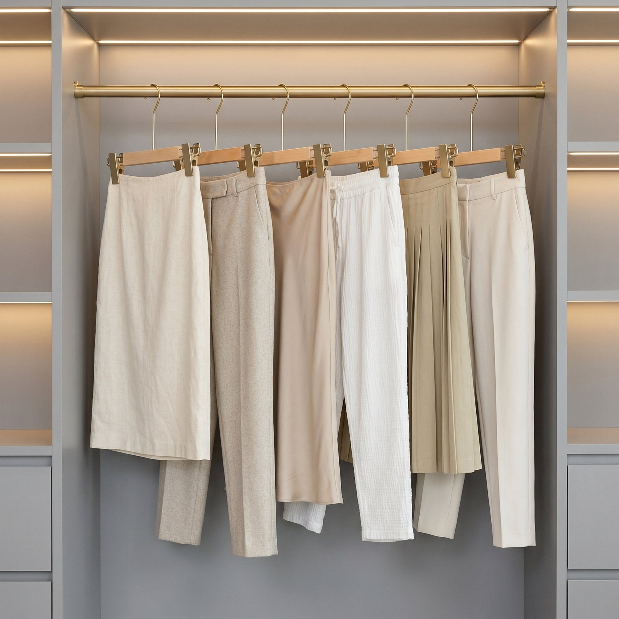 Unique Bargains 2 Pcs Wood Non-Slip Durable Space Saving Clothes Hangers Beige 12.6"x5.9"