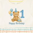 thumbnail image 4 of Inktastic 1st Birthday Bear with Cake and Balloons Girls Baby Dress, 4 of 5