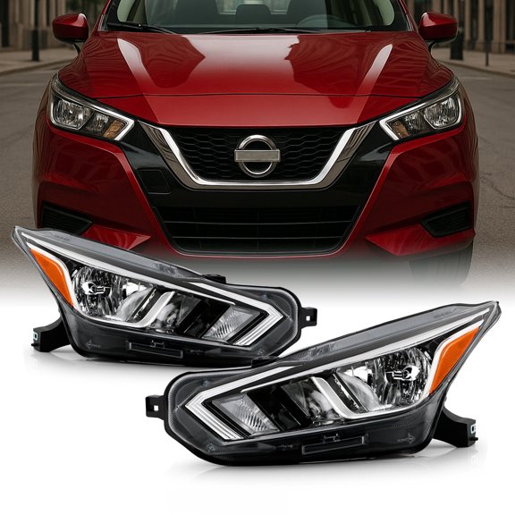 AKKON - Fits 2020-2024 Nissan Versa Base S SV Halogen Model OE Headlights Housing Replacement - Pair