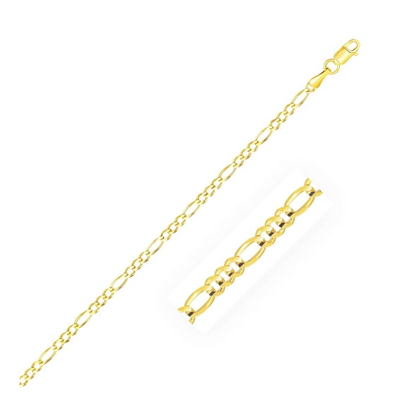 2.8mm 14k Yellow Gold Solid Figaro Chain 18 in
