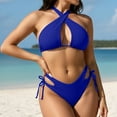 thumbnail image 2 of Two Piece Bikini Sets for Women Cutout Halter Bikini Tops & Tie Bottoms Sexy Cute Swimsuit Set Women Criss Cross Bathing Suit 2 Piece Swimwear Summer Beach Wear 2026 Vacation Outfits, 2 of 7