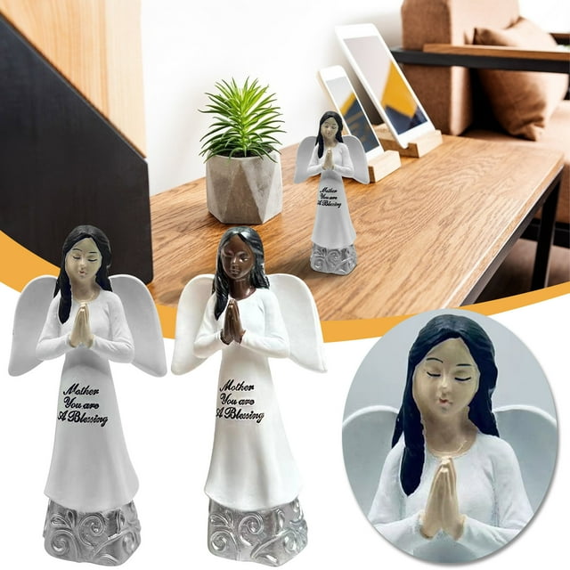 mfyjkho Figura de la amistad de las hermanas ángeles, escultura conmemorativa pintada a mano, adorno de árbol de corazón para hermanas amigas, regalo de decoración de escritorio, 1 pieza