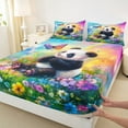 thumbnail image 3 of Castle Fairy Girls Kawaii Animal Panda Twin Sheet Sets,Colorful Flowers Butterfly Bedding, 3 of 7