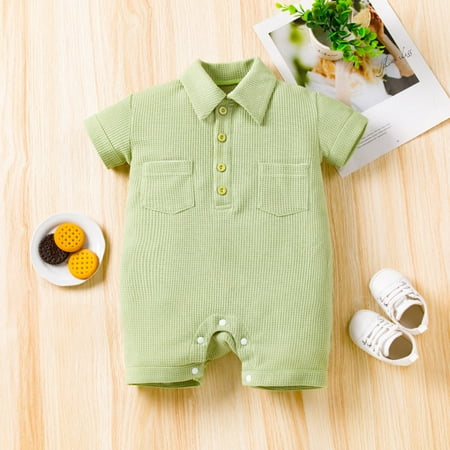 

NIUREDLTD Baby Unisex Cotton Solid Spring Summer Short Sleeve Romper Jumpsuit Clothes