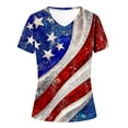 thumbnail image 3 of Youyipin Womens Tops 4Th Of July Shirts For Women American Flag Print 3/4 Sleeve Patriotic Tops Crewneck Blouses Independence Day T-Shirt Graphic Tees For Women, 3 of 4