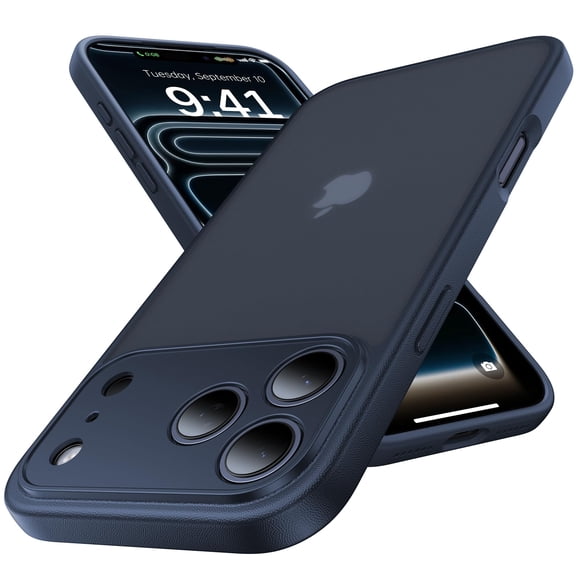 Funda Shiiuou para iPhone 17 Pro Max con textura acanalada y tacto suave en color azul marino