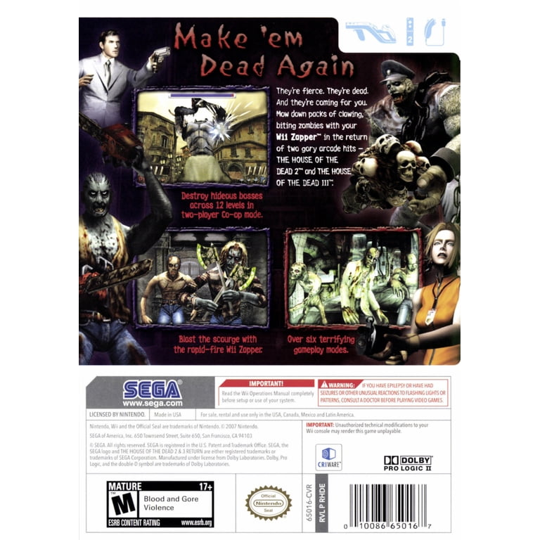 House Of The Dead 2 & 3 Return For Wii - Horror Arcade Shooter Game, 2-Player Co-op, Includes Bonus Modes