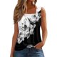 thumbnail image 1 of camiseta con estampado de chaleco sin mangas con cuello cuadrado plisado para mujer blanco / s, 1 of 5
