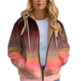 thumbnail image 5 of Xudanell Jackets for Women Warm Hooded Jacket Gradient Zipper Hoodie Drawstring Jacket Lined Plush Women Fashion Hoodies Light Pink XXXXL, 5 of 7