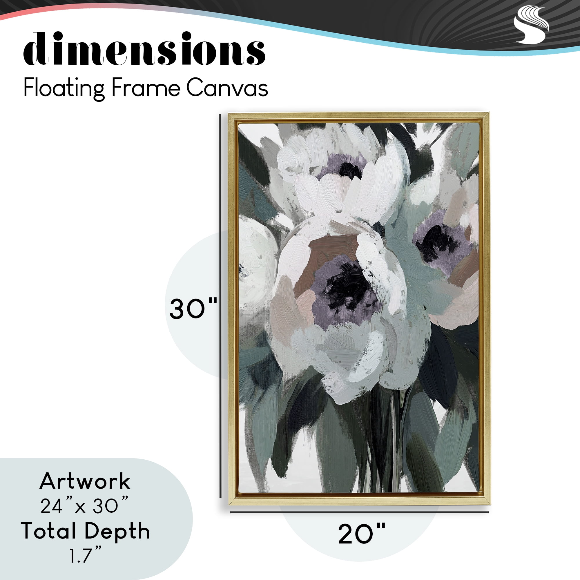The Absence of Sorrow Gold Framed Floater Canvas Wall Art, design by Annabelle Hall