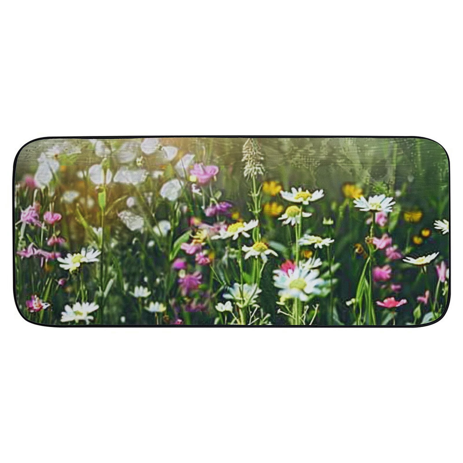 Heduofu Nature Magic Wildflower Adventure Welcome Mat, Decorative Door Mat, Door Mat with Non-Slip Rubber Backing, Easy Cleaning, Traps Dirt, for Entry, Patio, Garage 19.68*47.24 in