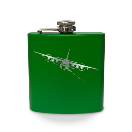 

AC-130 Spectre Flask 6 oz - Laser Engraved - Stainless Steel - Drinkware - Bachelor Bachelorette Party - Bridal Shower Gifts - Pocket Hip - ac130 c-130 c130 ground attack aircraft - Green