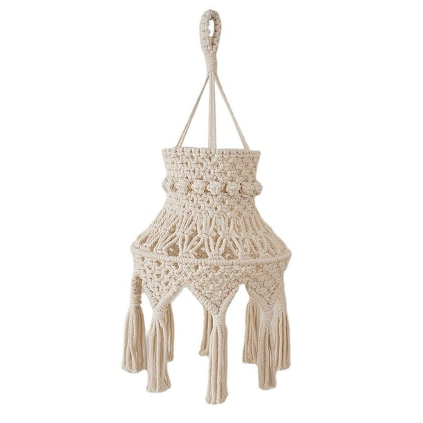Pantalla de lámpara macramé Pantalla de lámpara de macramé, cubierta de lámpara colgante colgante Boho, dormitorio moderno, sala de , guardería, dormitorio decoración bohemia Fanmusic Pantalla de lámpara macramé