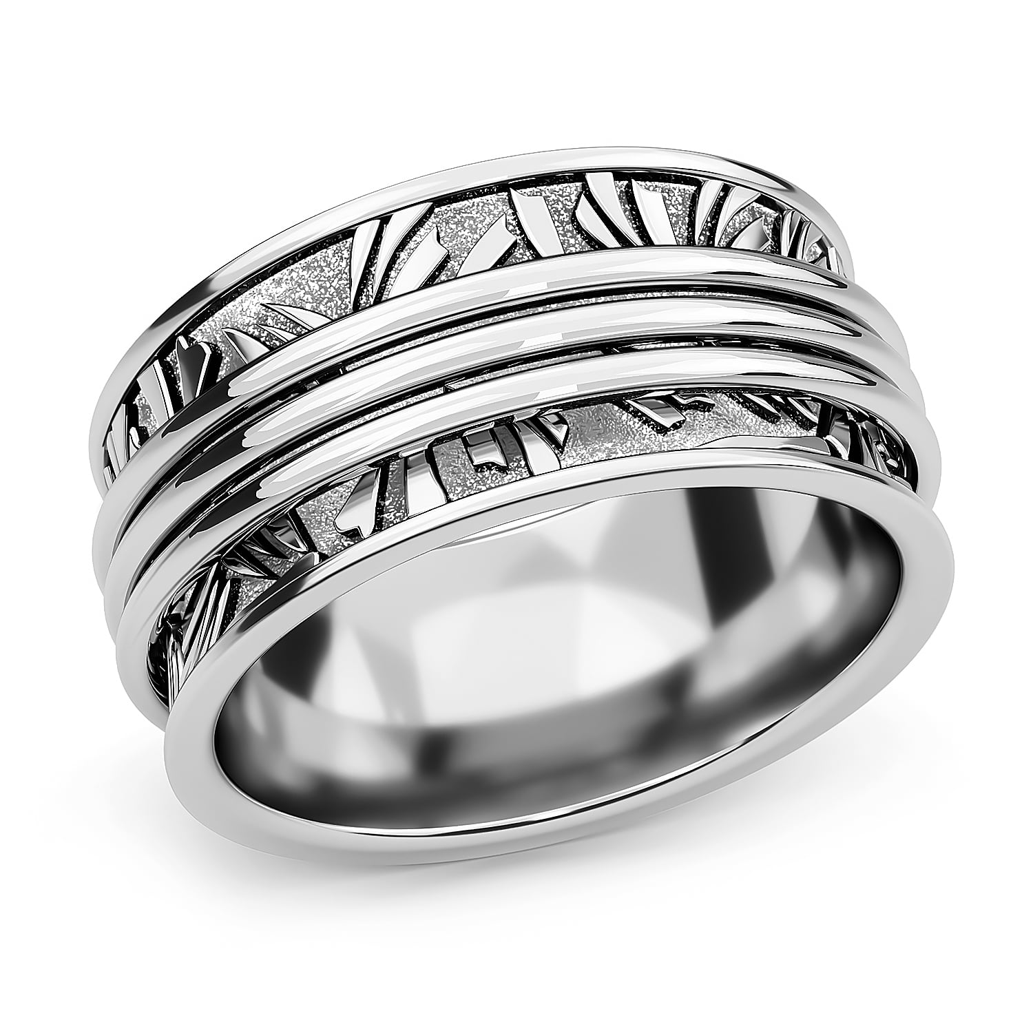 INTERTWINING HAMMERED ROLLING BANDS GENUINE STERLING SILVER.925  Sizes 7 to 10 