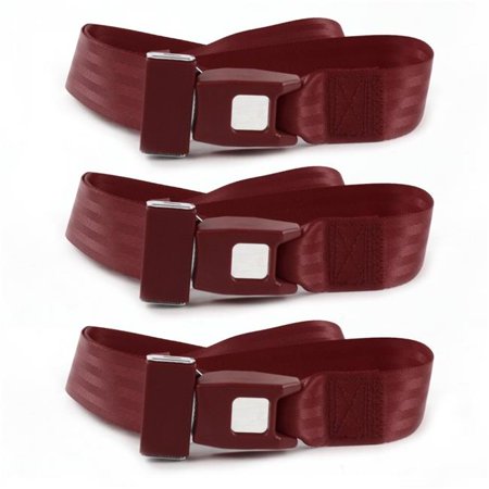 Standard 2 Point Burgundy Lap Bench Seat Belt Kit for Jeep Cherokee 1974-1983 - 3 Belts