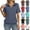 01# Navy, variant on Womens Cap Sleeve Polo Shirts Summer V Neck Banded Bottom Collared Tops Casual Loose Fit Boxy Tees,Cyan M