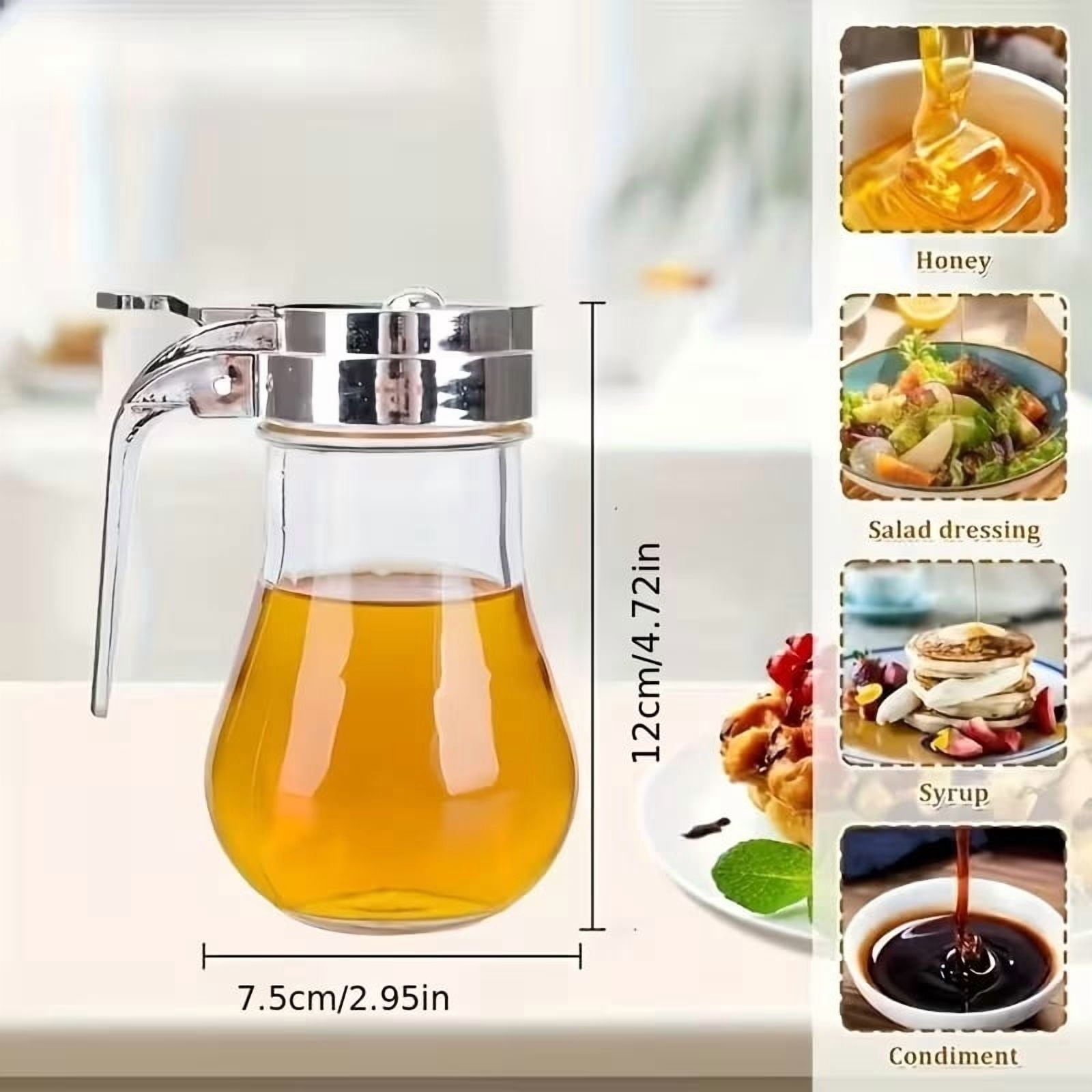 Precision Control Glass Syrup Dispenser - 6.76oz non-electric design for honey, maple syrup, salad dressing, soy sauce and olive oil