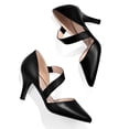 thumbnail image 3 of Pennysue Women's Black PU Strappy Short Heels With Pointed Toes Size 8.5, 3 of 8