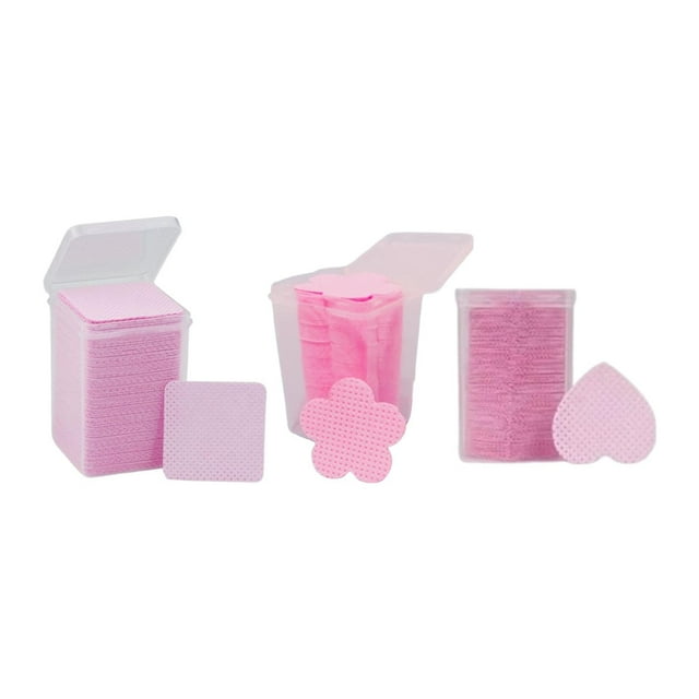 Almohadillas para uñas de 600 piezas, almohadillas removedoras de la extensión de las pestañas, limpieza de pegamento, limpieza de uñas, tela no rosa claro