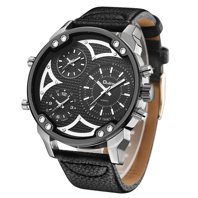 Montre Homme Alliage Mode Multi-Fuseaux Horaires Analogique Montre-Bracelet Montre à Quartz