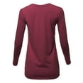 thumbnail image 3 of A2Y Women's Basic Solid Soft Cotton Long Sleeve Crew Neck Top Shirts Dark Burgundy 3XL, 3 of 3