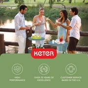 Keter Modern Cool Bar and Side Table Outdoor 2 in 1 Table and Bar Patio Furniture, Teal
