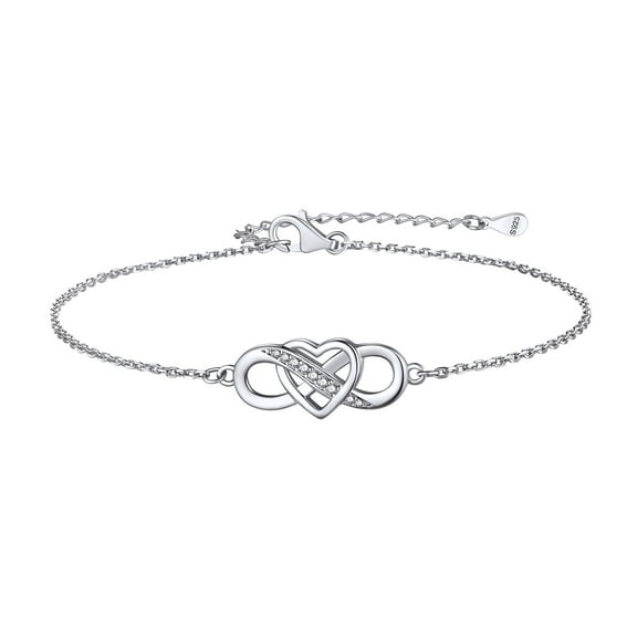 Bestyle Heart Infinity Anklet Bracelet for Women, Sterling Silver Ankle Beach Foot Chain Hypoallergenic Summer Jewelry