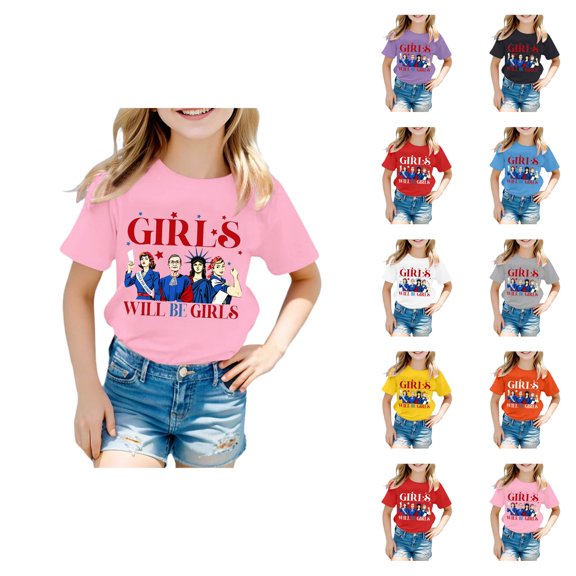 Girls Will Be Girls Printed Short Sleeved Round Neck T-Shirt Top (1Y-13Y)