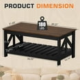 thumbnail image 7 of Homall 39" 2-Tier Farmhouse Coffee Table Wood Center Table with Storage Shelf for Living Room, Brown & Black, 7 of 7