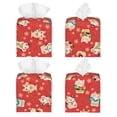 thumbnail image 2 of Sikiie Japanese Maneki Cats Leather Tissue Box Cover Square, tissue box holder, Tissue Box with Bottom Belt-5.2”x5.2”x5.2”, 2 of 7