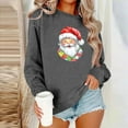 thumbnail image 2 of Christmas Santa Sweatshirt for Women Holiday Graphic Long Sleeve Crewneck Pullover Dark Gray S, 2 of 4