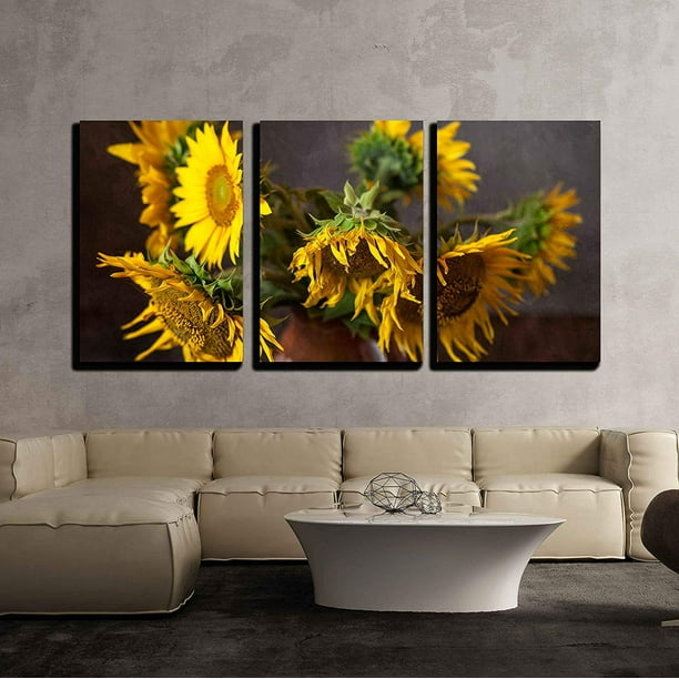 Wall26 3 Piece Canvas Wall Art - Still Life with Sunflowers on The ...